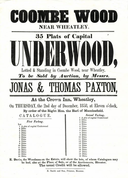 Summer Hill Farm Plat Map Wheatley - Village Archive - Auction Announcement Re Sale Of Coombe Wood